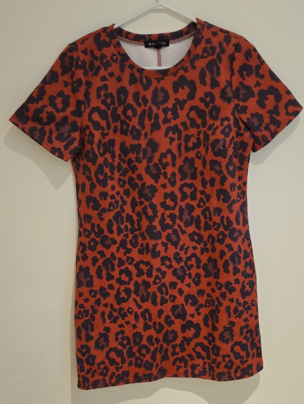 Orange/Red Leopard Print Short Sleeve Dress